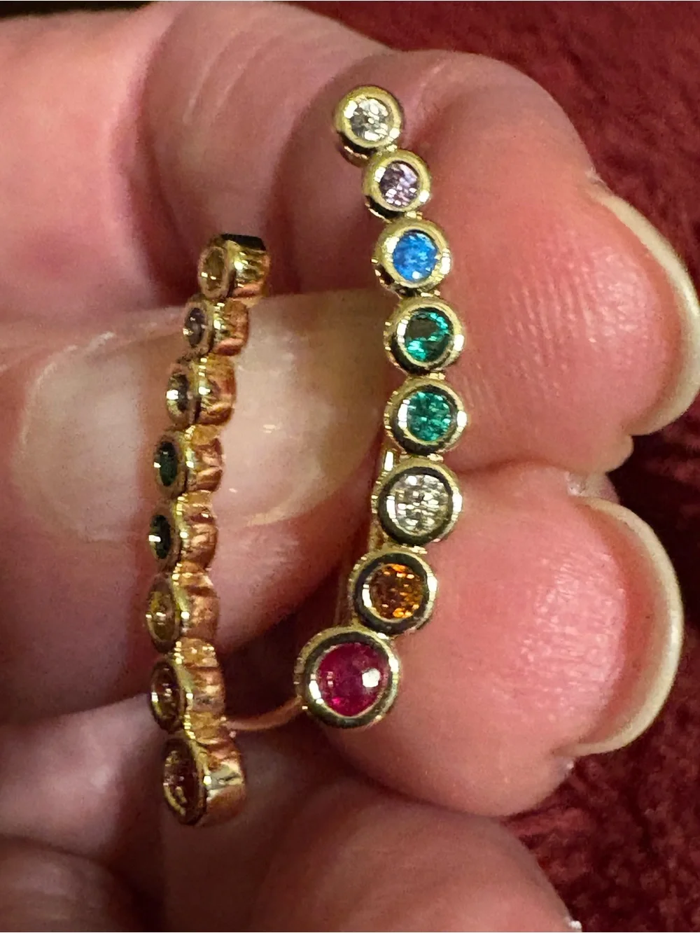 Gold Multicolor Rainbow Crystal Ear Climbers Earrings NEW